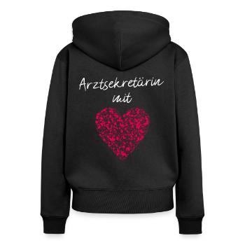 Arztsekretärin mit Herz Arzthelferin Sekretärin - Frauen Premium Bio Zip Hoodie - Schwarz - Hinten - Julia (174cm)