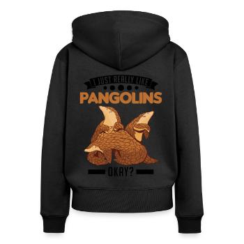 J’aime vraiment les pangolins ok - Sweat à capuche zippé Premium bio Femme - noir - Dos - Julia (174cm)