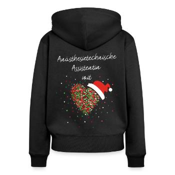 Anästhesietechnische Assistentin mit Herz Nikolaus - Frauen Premium Bio Zip Hoodie - Schwarz - Hinten - Julia (174cm)