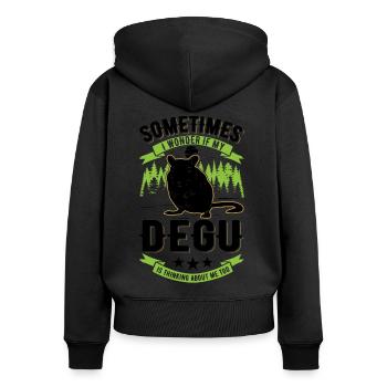 Degu Besitzer Strauchratte Walddegu - Frauen Premium Bio Zip Hoodie - Schwarz - Hinten - Julia (174cm)