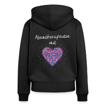 Atemtherapeutin mit Herz Sprachtherapie Logopädin - Frauen Premium Bio Zip Hoodie - Schwarz - Hinten - Julia (174cm)
