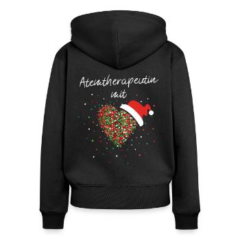 Atemtherapeutin mit Herz Athemtherapie Nikolaus - Frauen Premium Bio Zip Hoodie - Schwarz - Hinten - Julia (174cm)