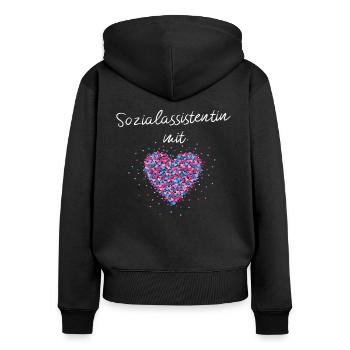 Sozialassistentin mit Herz Pflegeheim Pflege - Frauen Premium Bio Zip Hoodie - Schwarz - Hinten - Julia (174cm)