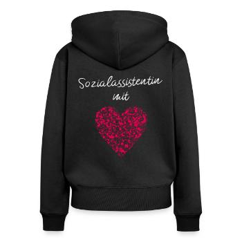 Sozialassistentin mit Herz Heilerziehungspflege - Frauen Premium Bio Zip Hoodie - Schwarz - Hinten - Julia (174cm)