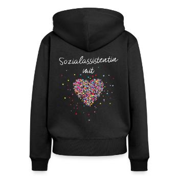 Sozialassistentin mit Herz Pflege Betreuung - Frauen Premium Bio Zip Hoodie - Schwarz - Hinten - Julia (174cm)