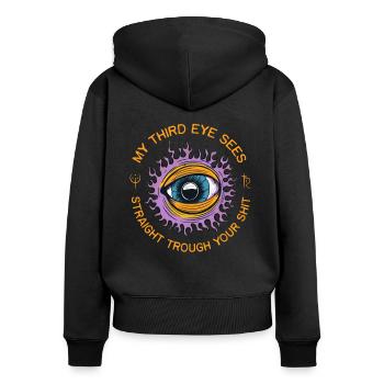 Third Eye Esoteric Occult Humor Spiritual - Women's Premium Organic Zip Hoodie - black - Back - Julia (174cm)