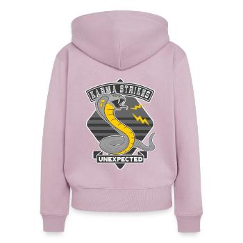 Karma strikes unexpectedly Tattoo snake cobra - Women's Premium Organic Zip Hoodie - dusky pink - Back - Julia (174cm)