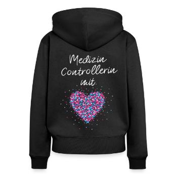 Medizincontrollerin mit Herz Krankenhausleitung - Frauen Premium Bio Zip Hoodie - Schwarz - Hinten - Julia (174cm)
