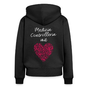Medizincontrollerin mit Herz Verwaltung Management - Frauen Premium Bio Zip Hoodie - Schwarz - Hinten - Julia (174cm)