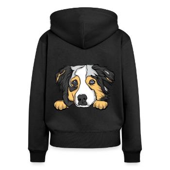 Chien - Sweat à capuche zippé Premium bio Femme - noir - Dos - Julia (174cm)