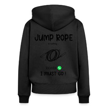 Jump Rope Calling - Seilspringen - Women's Premium Organic Zip Hoodie - black - Back - Julia (174cm)