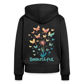 Butterfly Beautiful Flower Autumn Spring Schmett - Women's Premium Organic Zip Hoodie - black - Back - Julia (174cm)