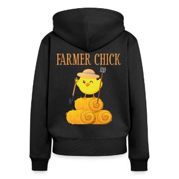 Farming Farmer Girl Chicken Farmer - Frauen Premium Bio Zip Hoodie - Schwarz - Hinten - Julia (174cm)