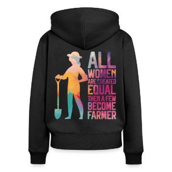 Farming Farmer Girl Female - Frauen Premium Bio Zip Hoodie - Schwarz - Hinten - Julia (174cm)