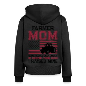 Farming Farmer Mom Mother Tractor - Frauen Premium Bio Zip Hoodie - Schwarz - Hinten - Julia (174cm)