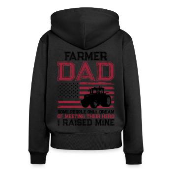Farming Farmer Dad Father Tractor - Women's Premium Organic Zip Hoodie - black - Back - Julia (174cm)