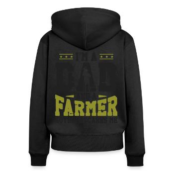 Farming Farmer Dad Father Vintage - Women's Premium Organic Zip Hoodie - black - Back - Julia (174cm)