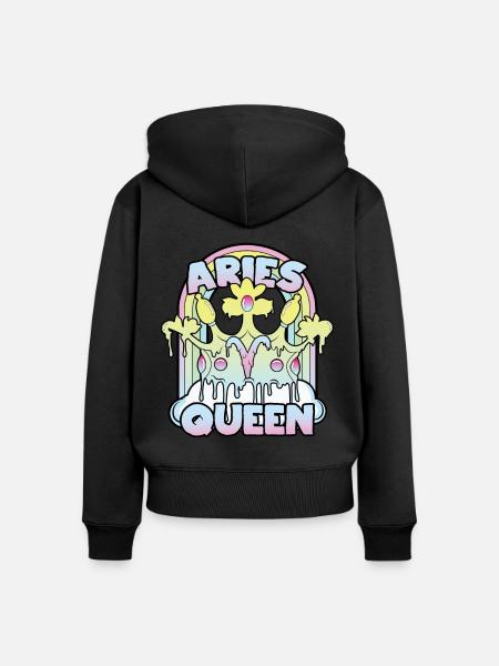 Widder Queen - Frauen Premium Bio Zip Hoodie - Schwarz