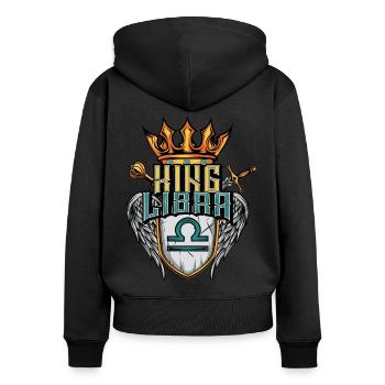 Waage Sternzeichen - Frauen Premium Bio Zip Hoodie - Schwarz - Hinten - Julia (174cm)