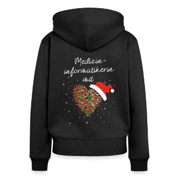 Medizinimformatikerin mit Herz Weihnachtsmotiv - Frauen Premium Bio Zip Hoodie - Schwarz - Hinten - Julia (174cm)