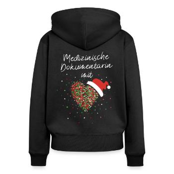 Medizinische Dokumentarin mit Herz Nikolausmütze - Frauen Premium Bio Zip Hoodie - Schwarz - Hinten - Julia (174cm)
