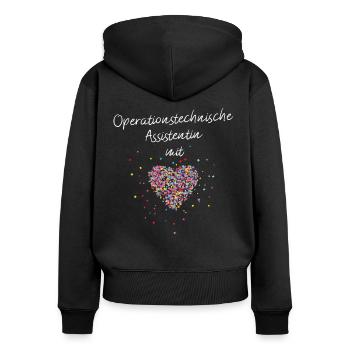 Operationstechnische Assistentin mit Herz OTA OP - Frauen Premium Bio Zip Hoodie - Schwarz - Hinten - Julia (174cm)