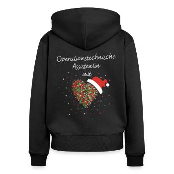 OTA mit Herz Weihnachtsmotiv Nikolausmütze Xmas - Frauen Premium Bio Zip Hoodie - Schwarz - Hinten - Julia (174cm)