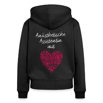 Anästhetische Assistentin mit Herz Operation - Frauen Premium Bio Zip Hoodie - Schwarz - Hinten - Julia (174cm)