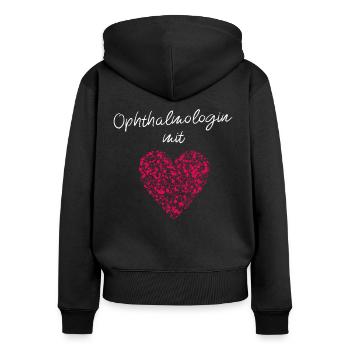 Opthalmologin mit Herz Augenärztin Augenoptikerin - Frauen Premium Bio Zip Hoodie - Schwarz - Hinten - Julia (174cm)
