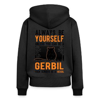 Gerbil Gift Racing Rat Gerbil - Women's Premium Organic Zip Hoodie - black - Back - Julia (174cm)