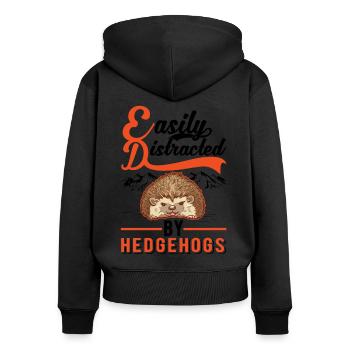 Facilement distrait par les hérissons Igel - Sweat à capuche zippé Premium bio Femme - noir - Dos - Julia (174cm)