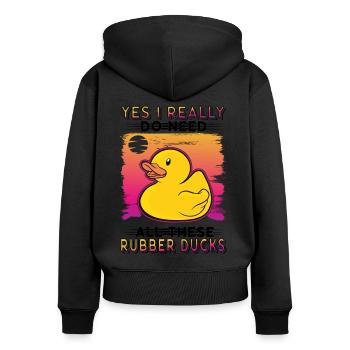 Rubber Duck Gift Squeaky Duck Bathing Duck - Women's Premium Organic Zip Hoodie - black - Back - Julia (174cm)