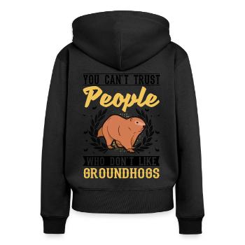 Marmot Groundhog Day Forest Marmot - Women's Premium Organic Zip Hoodie - black - Back - Julia (174cm)