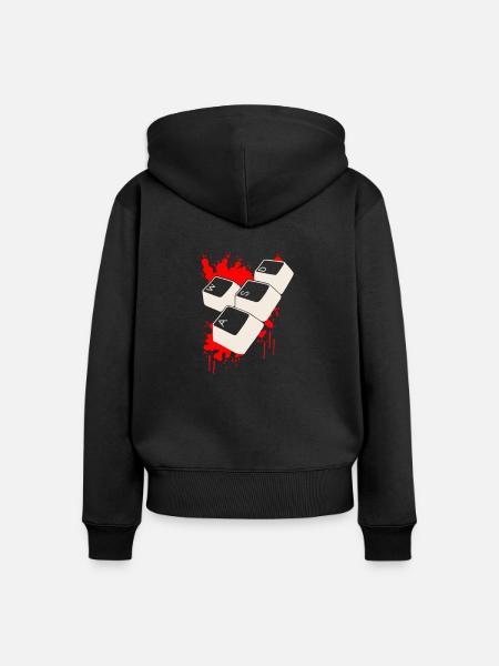 Bloody Gamer WASD - Frauen Premium Bio Zip Hoodie - Schwarz