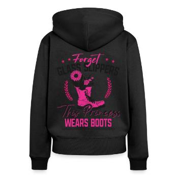 Farming Farmer Girl Female Forget - Frauen Premium Bio Zip Hoodie - Schwarz - Hinten - Julia (174cm)