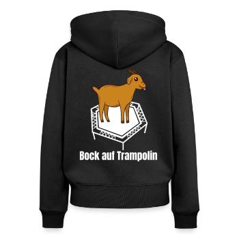 Bock Auf Trampolin - Fitness Workout Athlete Jump - Frauen Premium Bio Zip Hoodie - Schwarz - Hinten - Julia (174cm)