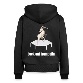 Bock Auf Trampolin - Fitness Workout Athlete Jump - Frauen Premium Bio Zip Hoodie - Schwarz - Hinten - Julia (174cm)