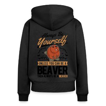 Soyez toujours vous-même Castor Castor Beaver Dam - Sweat à capuche zippé Premium bio Femme - noir - Dos - Julia (174cm)