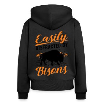 Easily distracted by Bisons Water Buffalo Buffalo - Women's Premium Organic Zip Hoodie - black - Back - Julia (174cm)