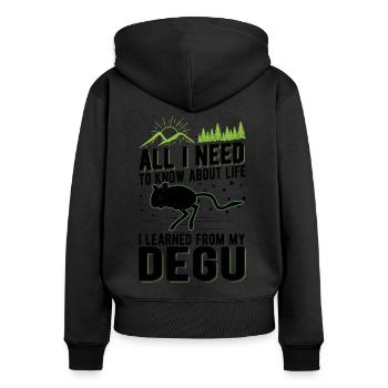 Degu Besitzer Strauchratte Walddegu - Frauen Premium Bio Zip Hoodie - Schwarz - Hinten - Julia (174cm)