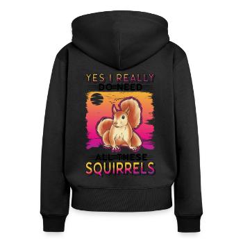 Écureuil Cadeau Écureuil Gris - Sweat à capuche zippé Premium bio Femme - noir - Dos - Julia (174cm)