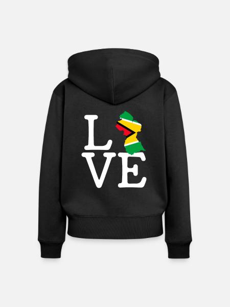 guyana love, guyana - Frauen Premium Bio Zip Hoodie - Schwarz