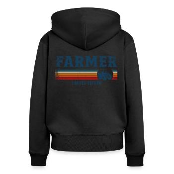 Farming Farmer Retro Vintage - Frauen Premium Bio Zip Hoodie - Schwarz - Hinten - Julia (174cm)