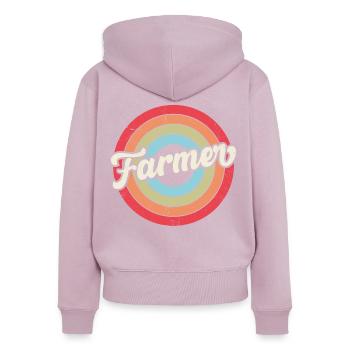 Agriculteur Rétro Vintage - Sweat à capuche zippé Premium bio Femme - rose poudré - Dos - Julia (174cm)