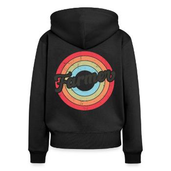 Farming Farmer Retro Vintage - Frauen Premium Bio Zip Hoodie - Schwarz - Hinten - Julia (174cm)