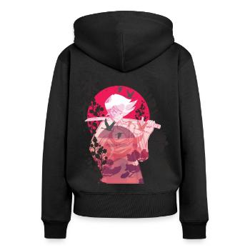 Samurai Girl Samugirl Japanese Flowers Warrior - Women's Premium Organic Zip Hoodie - black - Back - Julia (174cm)