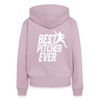 Bester Baseball Pitcher Aller Zeiten Hobby Werfer - Frauen Premium Bio Zip Hoodie - Altrosa - Hinten - Julia (174cm)