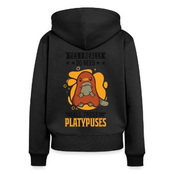 Platypus Gift Platypus - Women's Premium Organic Zip Hoodie - black - Back - Julia (174cm)