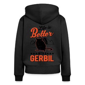 Life is better with a Gerbil racing rat gerbil - Women's Premium Organic Zip Hoodie - black - Back - Julia (174cm)