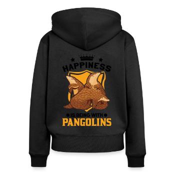 Le bonheur, c’est d’être avec Pangolins Schuppentier - Sweat à capuche zippé Premium bio Femme - noir - Dos - Julia (174cm)